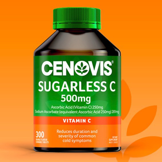 Cenovis Vitamin C 500mg Sugarless 300 Chewable Tablets วิตามินซีเม็ดเคี้ยว ไม่มีน้ำตาล
