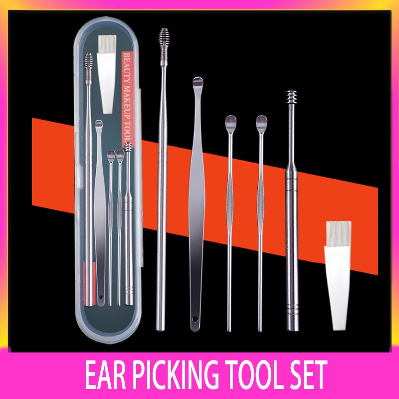 Ear pick stainless steel ear pick ear pick tool set children adult spiral ear pick ear cleaner  掏耳勺不锈钢采耳工具套装