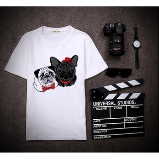 เสื้อยืดสกรีนลายหมา สีสันสดใส ใส่สบายๆในวันหยุด ไม่ยืด ไม่ย้วย