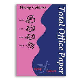 กระดาษสีสะท้อนแสงฟรายอิ้ง Flying Colour ความหนา 70g. สีชมพูอ่อนสะท้อนแสง ขนาด  A4 จำนวน 25 แผ่น