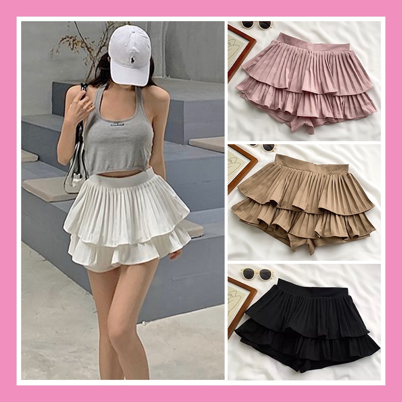 Melys Fashion MLCV_XL2T_011 กระโปรงสั้นจีบเทนนิส 2 ชั้น