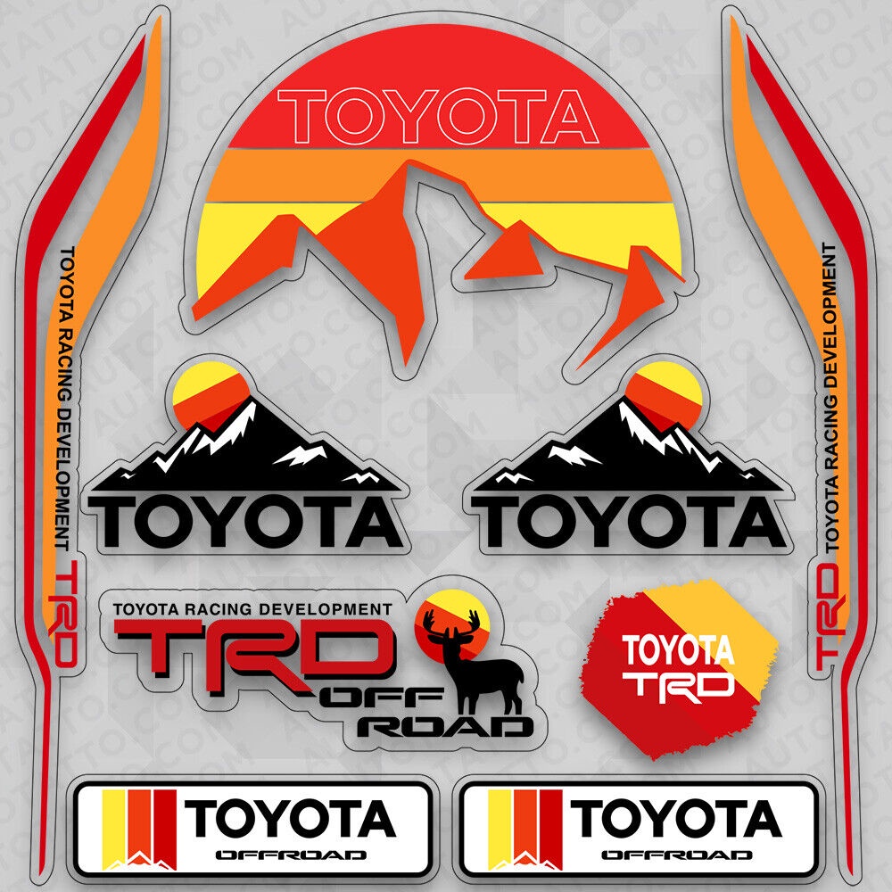 สติกเกอร์ไวนิล ลายโลโก้ภูเขา และรถยนต์ สําหรับ Toyota TRD Pro Off Road