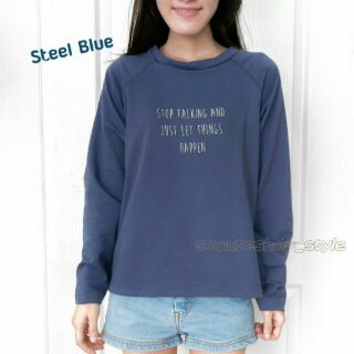 STOP Long-sleeved T-shirt (Steel Blue)