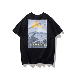 Stussy เสื้อยืดแขนสั้นเนื้อผ้าฝ้ายทรงหลวมสําหรับผู้หญิง