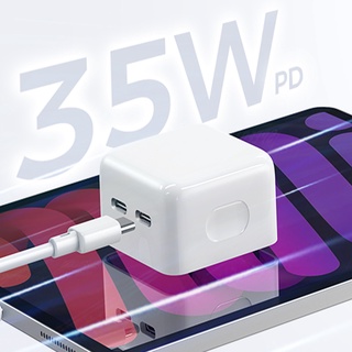 ชุดชาร์จเร็ว สายชาร์จ+หัวชาร์จ 35W GaN Charger Dual USB C Adapter สำหรับ Samsung S22 S21 S20 NOTE10 20