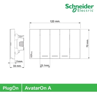 Schneider Electric สวิตช์ทางเดียว 3 ช่องประกอบสำเร็จรูปสีเทา | AvatarOn A | A7033F_GY