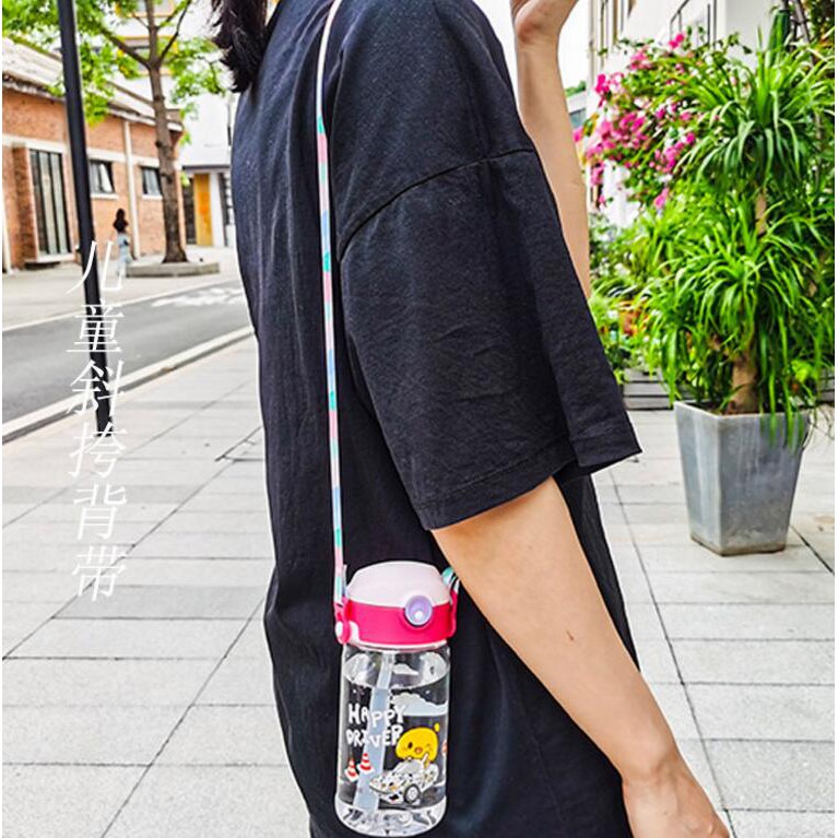 ขวดน้ำเด็ก ลายสัตว์น่ารัก แบบหลอดเด้ง มีสายสะพาย - รูปที่ 2