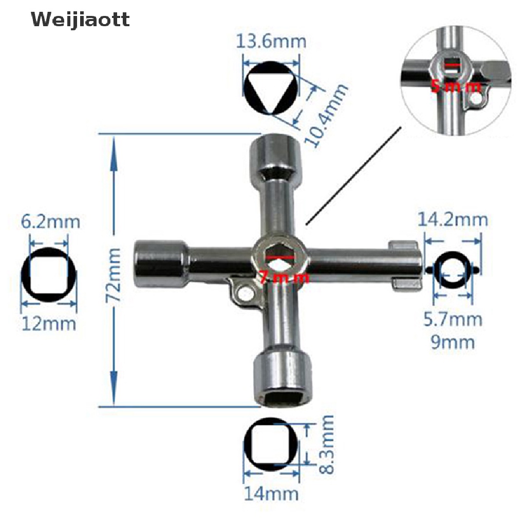 Weijiaott กุญแจ 4 ทาง สําหรับเปิดตู้ ตู้ ตู้แก๊สมิเตอร์ไฟฟ้า Th
