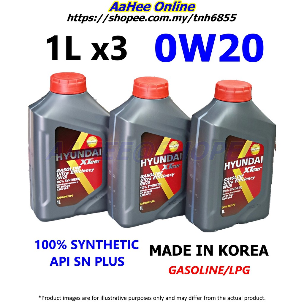3L/4L 0W20 Hyundai XTeer 100% / ZIC X7 0W-20 น้ํามันเครื่องสังเคราะห์แท้สําหรับ Perodua Axia Bezza N