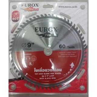 ใบเลื่อยวงเดือนตัดไม้EUROXขนาด9นิ้ว60ฟัน 230mm.