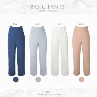 กางเกงทรงกระบอกเอวสูง : Basic pant