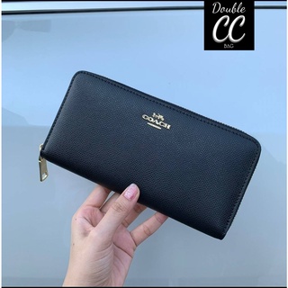 (แท้ 💯%‼ Factory) COACH ACCORDION ZIP WALLET CROSSGRAIN LEATHER