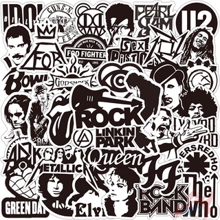 50Pcs/Set ❉ Punk HipHop Rock Band . Classical Black &amp; White Color Series 01 Band Logo Stickers ❉ Waterproof DIY Fashion Decals Doodle Stickers