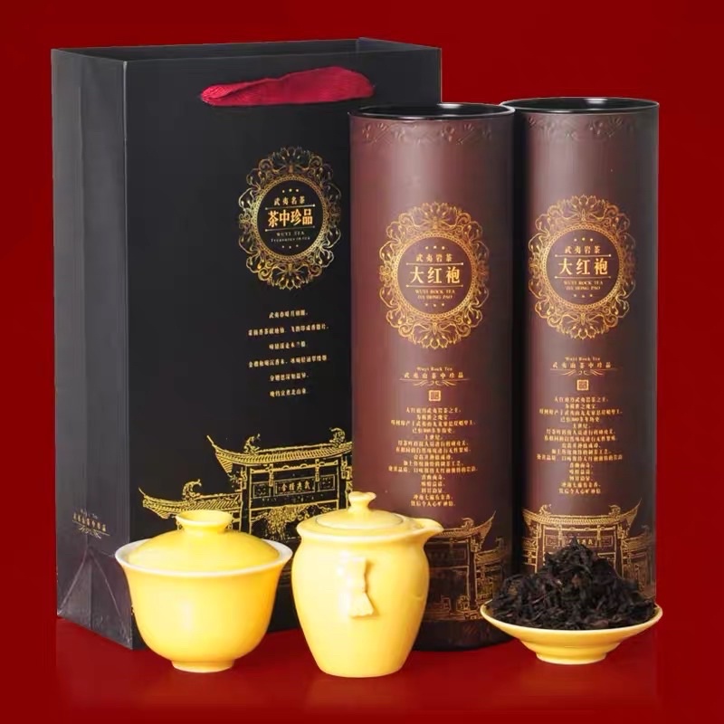 ชาต้าหงเผา 大红袍茶 ขนาด 200 กรัม 1 กระป๋อง ชาดำ Dahongpao Two Tone Tea