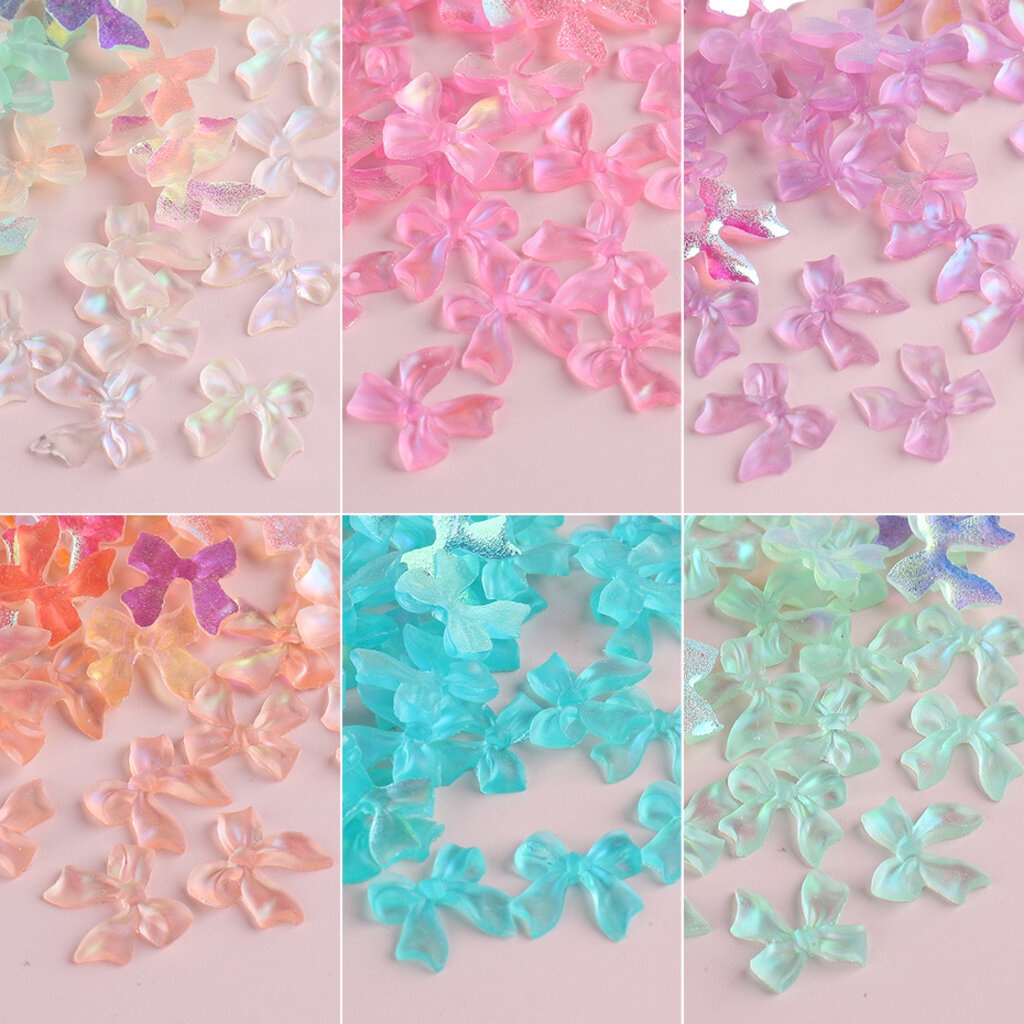 ( โบว์แต่งเล็บ กล่อง6ช่อง ) 3D Aurora Ribbon โบว์ติดเล็บ สีรุ้งออโรร่า ชุดรวม 6สี โบว์ตกแต่งเล็บ อะไหล่ติดเล็บ