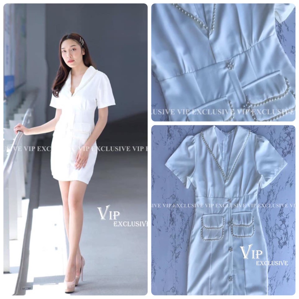 พร้อมส่ง ✨ Brt Size L ✨ Dress เดรสสสีพื้นทรงเข้ารูป กรี๊ดมากอีกแล้วคุณขา ดีไซต์เก๋สุดๆแต่งอพไหล่มุขท