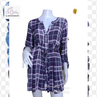 แบรนด์ Oh baby by Motherhood เสื้อลายสก๊อตผูกเอว  ลายม่วง  อกวัดจริง 42" ไซส์ L