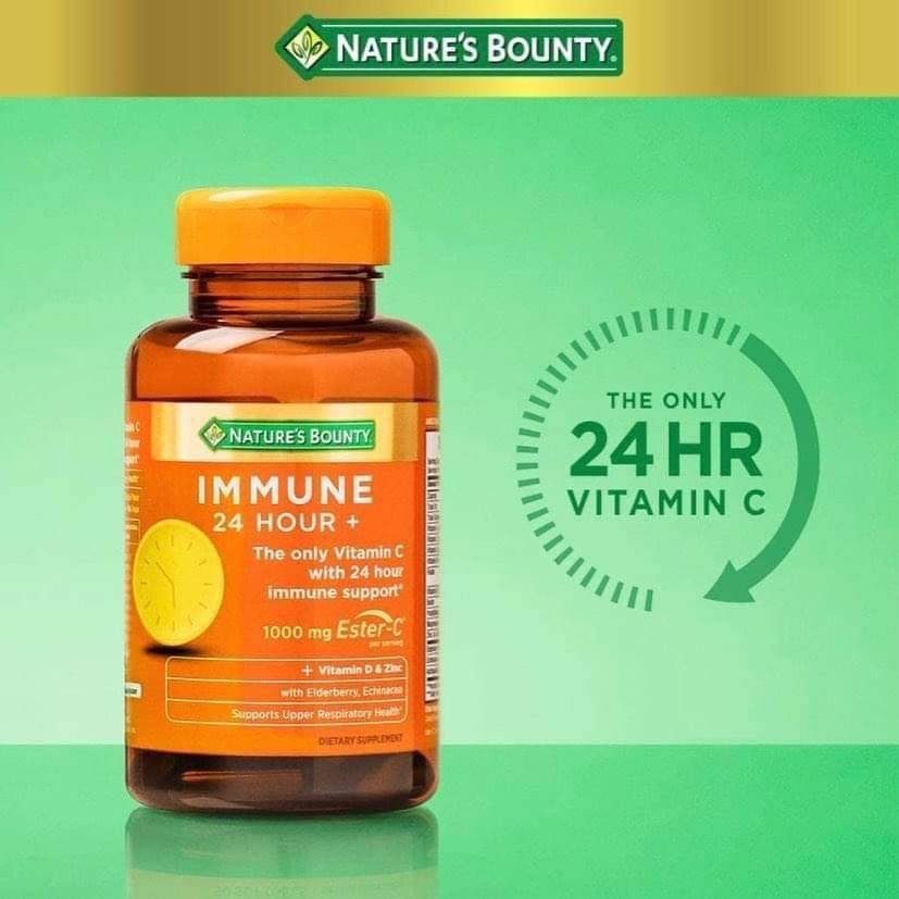 Nature's Bounty Immune 24 Hour+ With 1,000mg Ester-C ช่วยเสริมสร้างภูมิคุ้มกันให้ร่างกายออกฤทธิ์นานถึง 24ชม