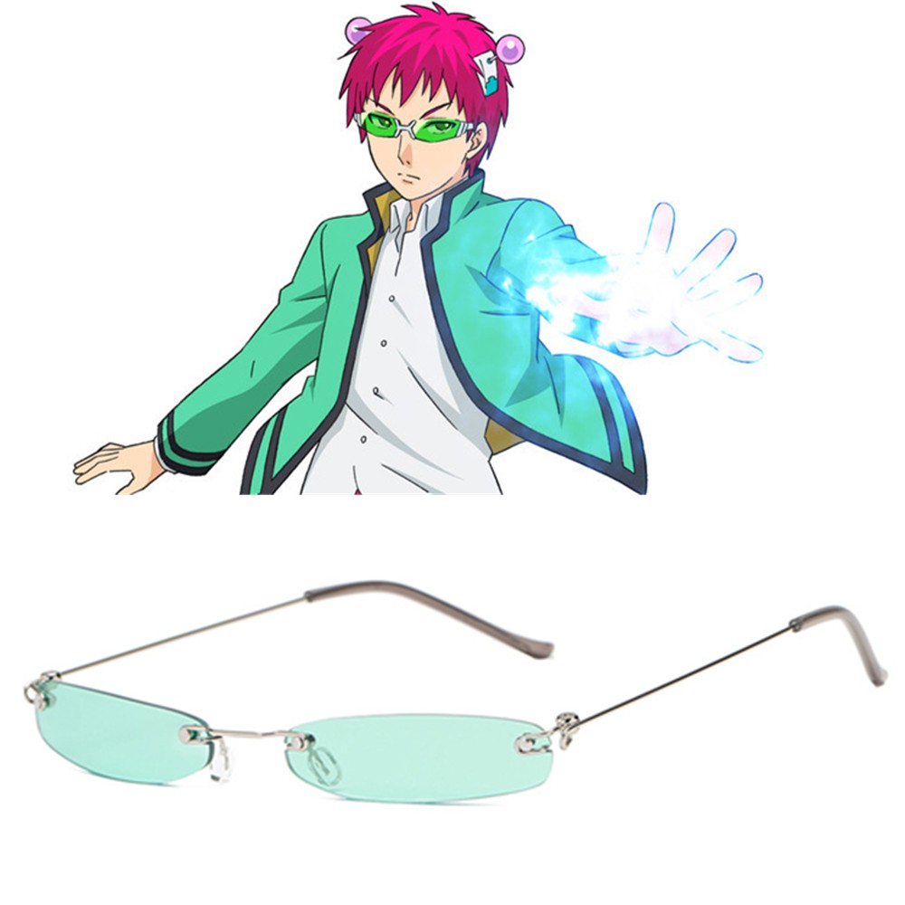 Anime The Disastrous Life Of Saiki K Cosplay Props Saiki Kusuo Glasses Green Lens Sunglasses 