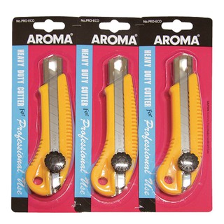 อโรม่า มีดคัตเตอร์ #PRO-ECO แพ็ค 3 ด้าม Aroma Cutter Knife # PRO-ECO Pack of 3