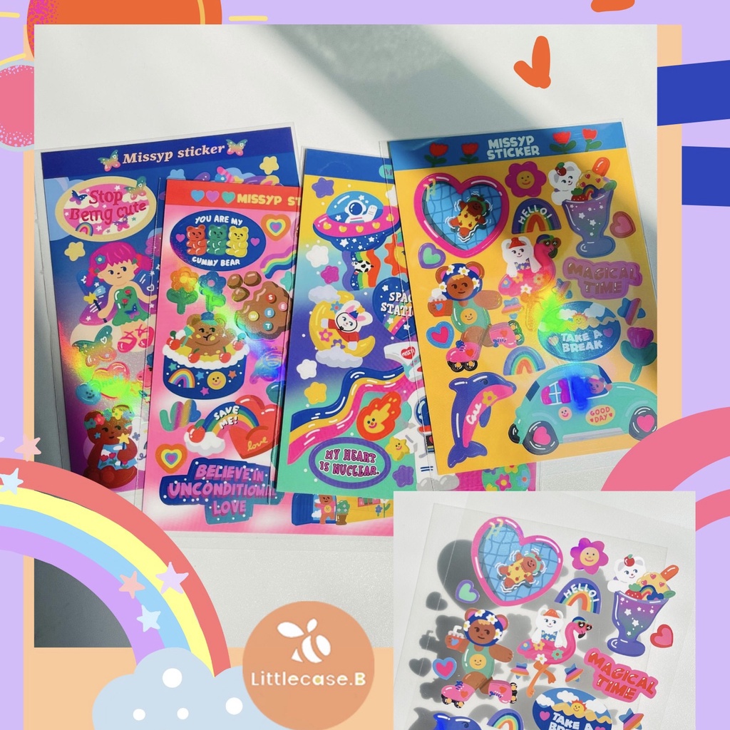 🐻สติ๊กเกอร์ไอแพด สติ๊กเกอร์PVCกันน้ำ ไดคัทDIY พร้อมส่ง!!STICKER 🐻🥕✨🍭✨