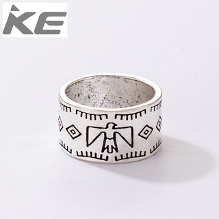 Punk Jewelry Totem Alphabet Alloy Ring Geometric Cactus Pattern Hip Hop Ring for girls for wo