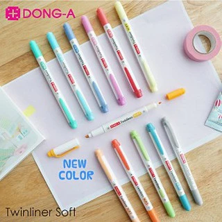 ปากกาเน้นข้อความ ทวินไลเนอร์ Twinliner Soft Dong-A 20 สี (จำนวน 1 แท่ง)