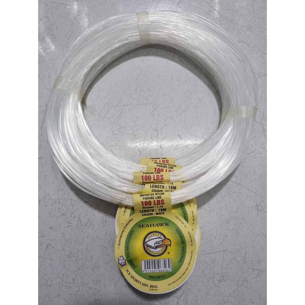 สายเอ็น(ตราเหยี่ยว)  Seahawk Fishing line Tangsi เอ็นใส 18m.เบอร์ 100-450lb
