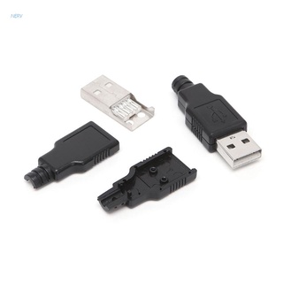 NERV 10 Sets DIY USB 2.0 Type A Male USB 4 Pin Plug Socket Connector w/Plastic Cover