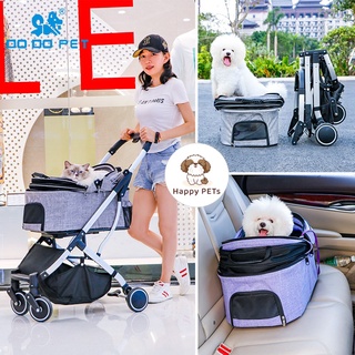 🌈พร้อมส่ง🌈 รถเข็นสุนัข DODOPET ตระกร้าถอดเป็นคาร์ซีทได้ รับน้ำหนักได้ 20kg รถเข็นแมว รถเข็นสัตว์เลี้ยง Happy PETs