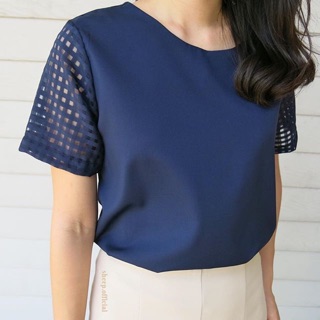 Blue crop top a01 เสื้อ