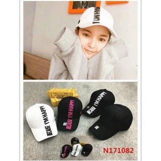 พร้อมส่ง หมวกเบสบอลBECAUSE IHAPPY cap style ,Unisex แก๊ปสไตล์ หมวกแก๊ปแฟชั่นสไตล์เกาหลี