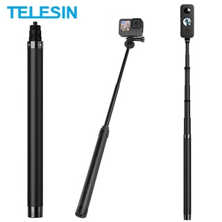 Telesin ไม้เซลฟี่คาร์บอนไฟเบอร์ 116 ซม. พร้อมสกรู 1/4 สําหรับกล้อง GoPro Hero 10 9 8 7 6 Insta360 Osmo