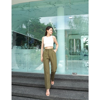 Ivy Pants กางเกงทรงกระบอกเล็ก ตะขอหน้า เอวสูงเก็บหน้าท้อง เนื้อผ้าไมโคร ใส่สบาย