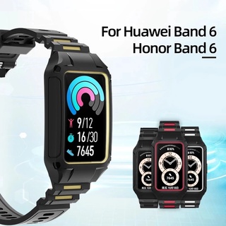 Sikai สายคล้อง + เคสนาฬิกาข้อมือ สําหรับ Huawei Band 6 กรอบป้องกันเต็มหน้าจอ สําหรับ Honor Band 6 อุปกรณ์เสริมสร้อยข้อมือ