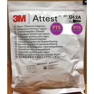 (exp 02-2026) 3M Attest Steam Chemical Integrators 1243A (1 ห่อ = 500แผ่น) แผ่นตรวจสอบการปราศจากเชื้อ