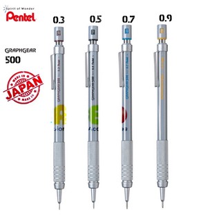 ดินสอกด เขียนแบบ Pentelรุ่น Graphgear 500 มีขนาด0.3 0.5 0.7 0.9 มม.