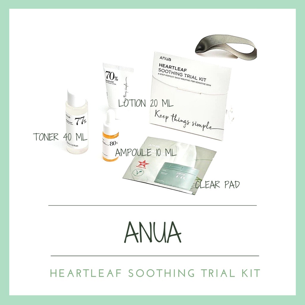 🍈 พร้อมส่ง / ANUA Heartleaf Soothing Trial Kit 4 Step (Clear Pad 2 ชิ้น, Toner 40 mL, Lotion 20 mL, Ampoule 10 mL)