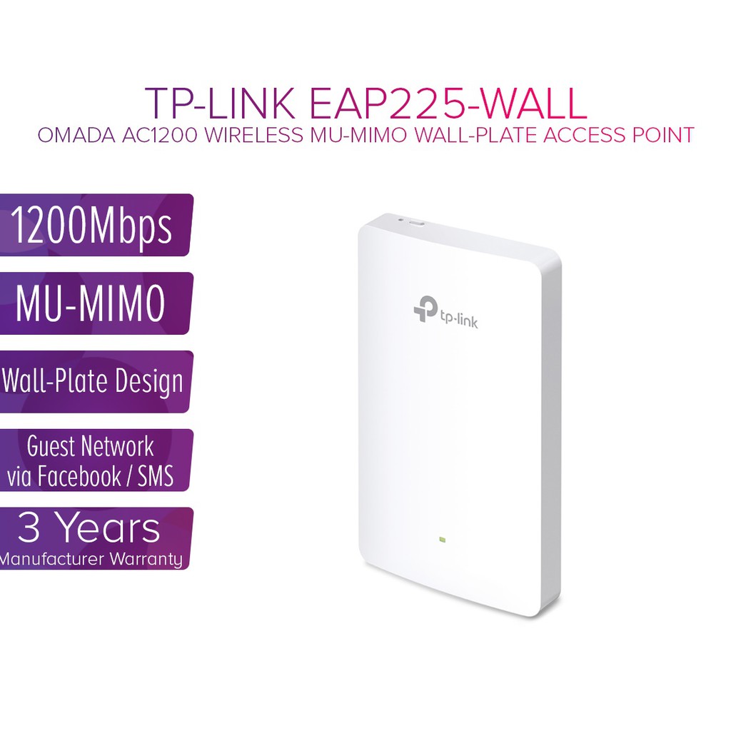 TP-LINK (EAP225-WALL) Omada AC1200 Wireless MU-MIMO Wall-Plate Access Point