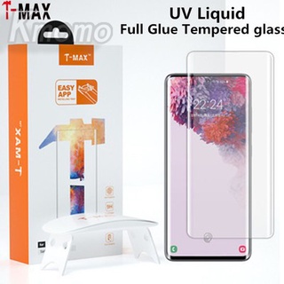 กระจกนิรภัย UV เหลวโค้งเต็ม T-Max Samsung Galaxy S10 S20 Note 10 S9 S8 Plus Note 20 S21 S22 Ultra