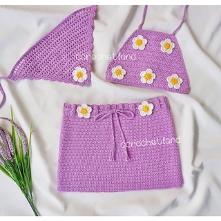 (สำหรับเด็ก) set crop top + กระโปรง 🌼ตกแต่งดอกเดซี่🌼