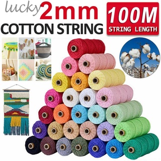 LUCKY~2MM 100M Natural Cotton String Twisted Cord Craft Macrame Artisan Rope Weaving Brand New#Ready Stock