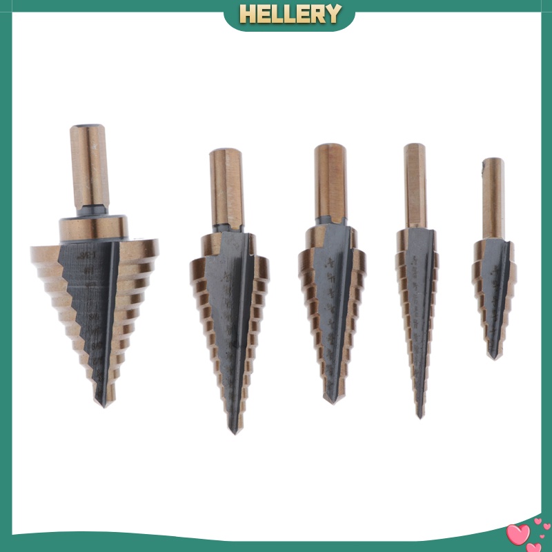 [HELLERY]5pcs MultiStep Drill Bit High Speed Steel Cone Drill Hole