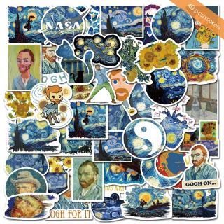 Van Gogh สติกเกอร์กันน้ำรูปแบบที่แตกต่างกัน, 40 ชิ้น