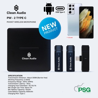 CLEAN AUDIO PW-2 Type C POCKET WIRELESS MICROPHONE