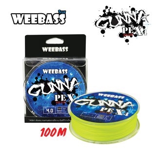 สาย PE Weebass รุ่น GUNNA ถัก x4 สีเหลือง ยาว 100m.