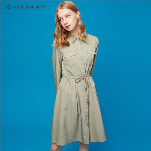 GIORDANO WOMEN Banded-waist mid-length trench coat 93379677