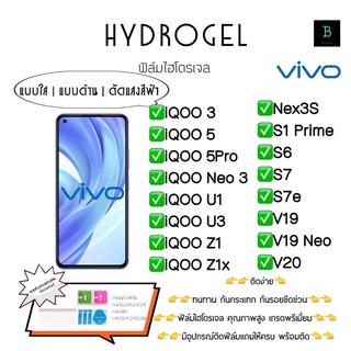 ฟิล์มกันรอยไฮโดรเจลวีโว่ เกรดพรีเมี่ยม พร้อมอุปกรณ์ติดฟิล์ม IQOO3 IQOO5  IQOO5Pro IQOO Neo3 IQOO U1 U3 Z1 Z1x S6 S7 V19