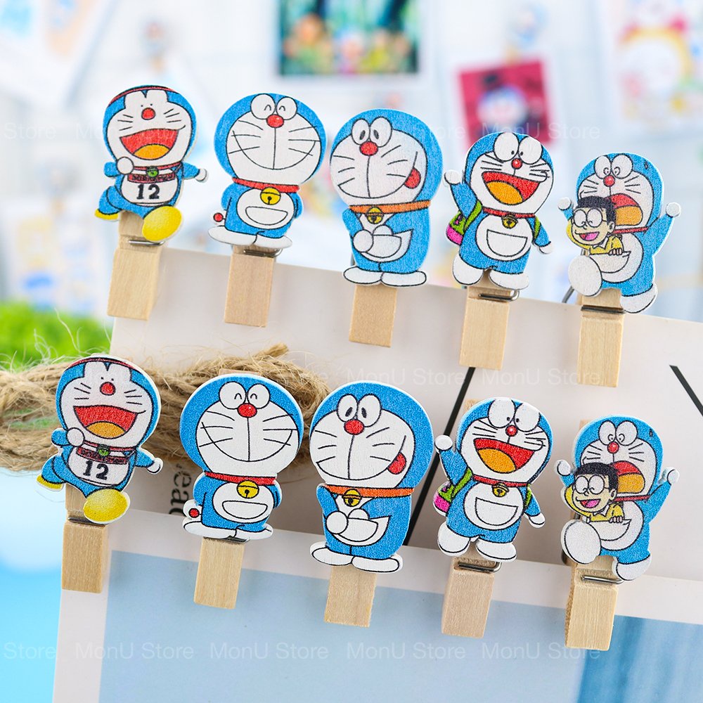 คลิปหนีบรูปไม้ SET 10 รูปโดราเอมอนน่ารัก TooYoo BK00791