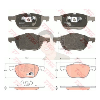 GDB1583 ผ้าเบรค-หน้า(TRW) (เนื้อผ้า COTEC) VOLVO V50 - (MW) 2.0L 2WD 03-12-&gt;